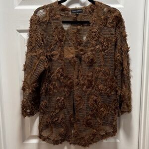 Ronnie Salloway Brown Lace Cardigan